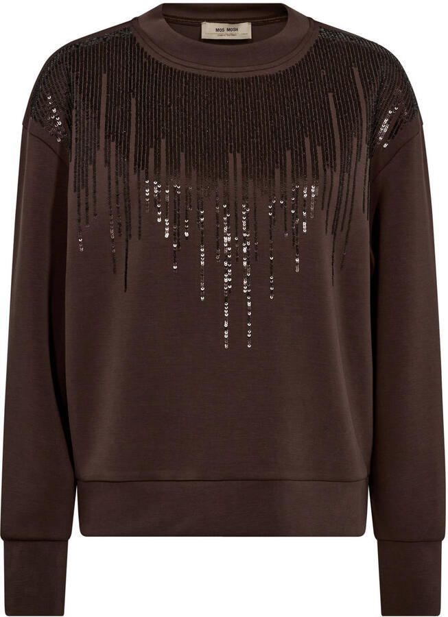 Mos Mosh pullover bruin met pailletten