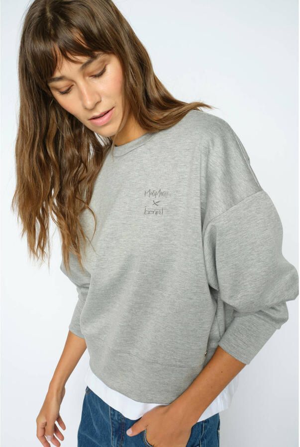 Mos Mosh sweater met borduursels grijs - Foto 2