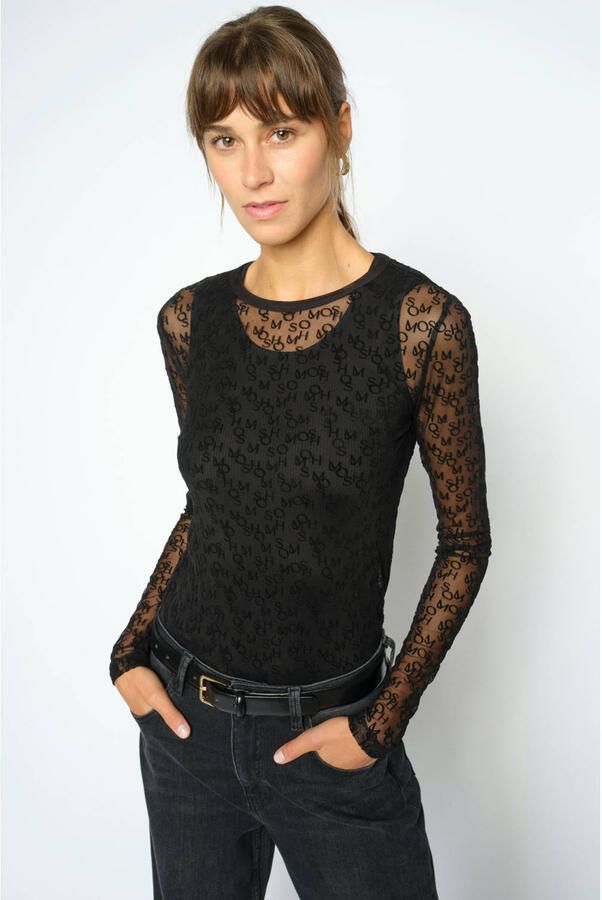MOS MOSH Dames Tops & T-shirts Mmloretta Mono Mesh Blouse Bordeaux - Foto 5