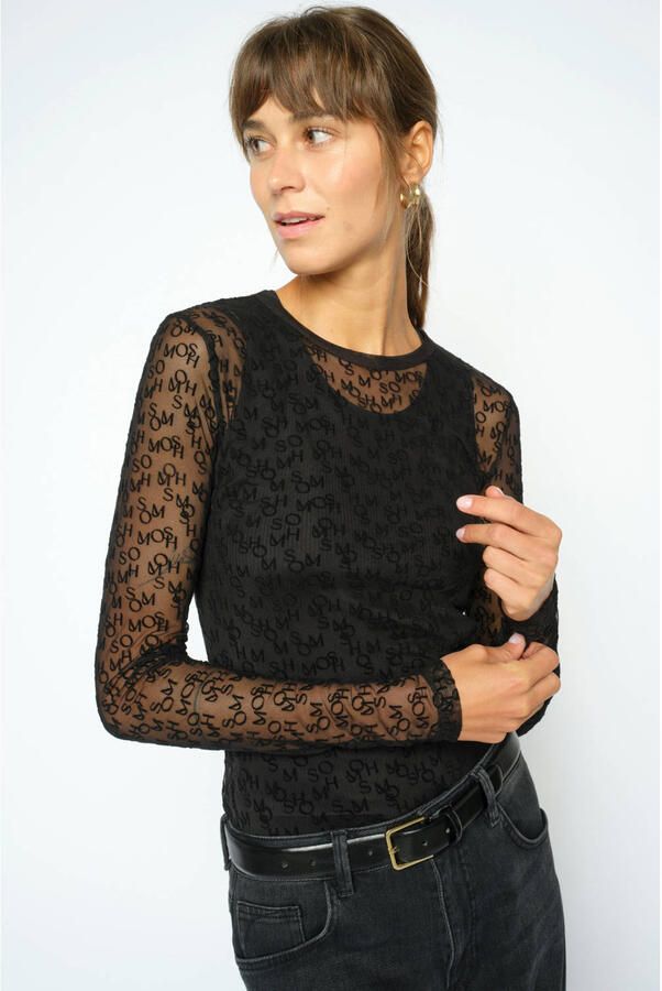 MOS MOSH Dames Tops & T-shirts Mmloretta Mono Mesh Blouse Bordeaux - Foto 6