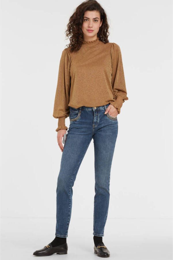 MOS MOSH Regular fit jeans met motief van effectgaren