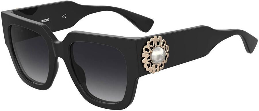 Moschino Zwarte zonnebril met donkergrijze getinte glazen Black Unisex
