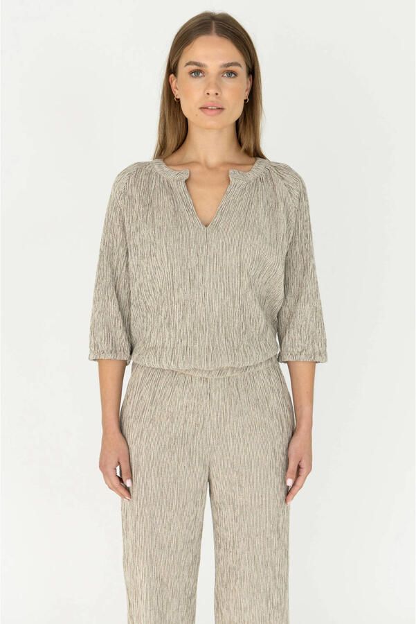Moscow wide leg regular waist gestreepte pantalon zwart - Foto 5