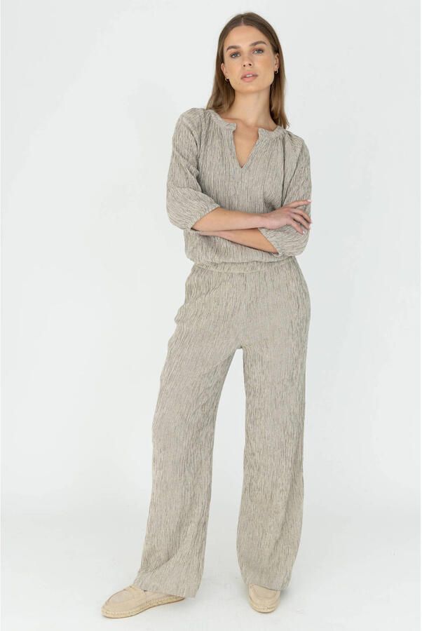 Moscow wide leg regular waist gestreepte pantalon zwart - Foto 6