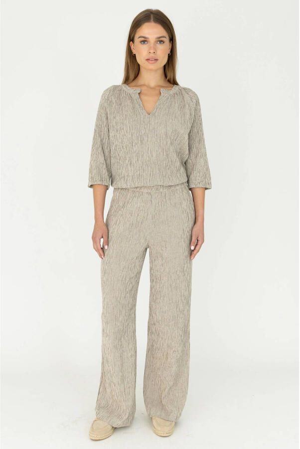Moscow wide leg regular waist gestreepte pantalon zwart - Foto 7