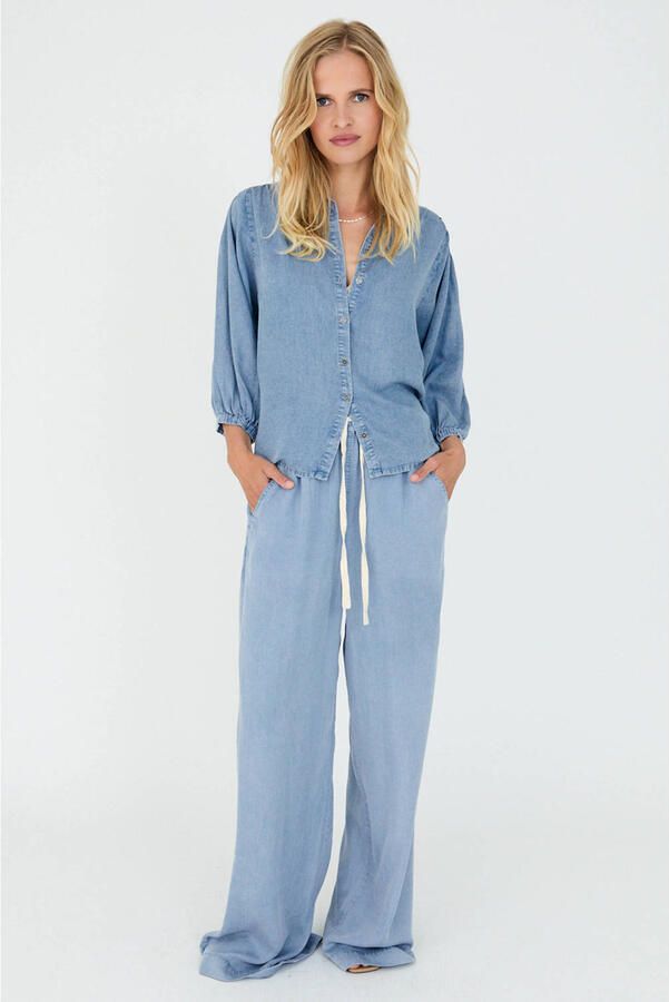 Moscow wide leg regular waist pantalon blauw - Foto 5