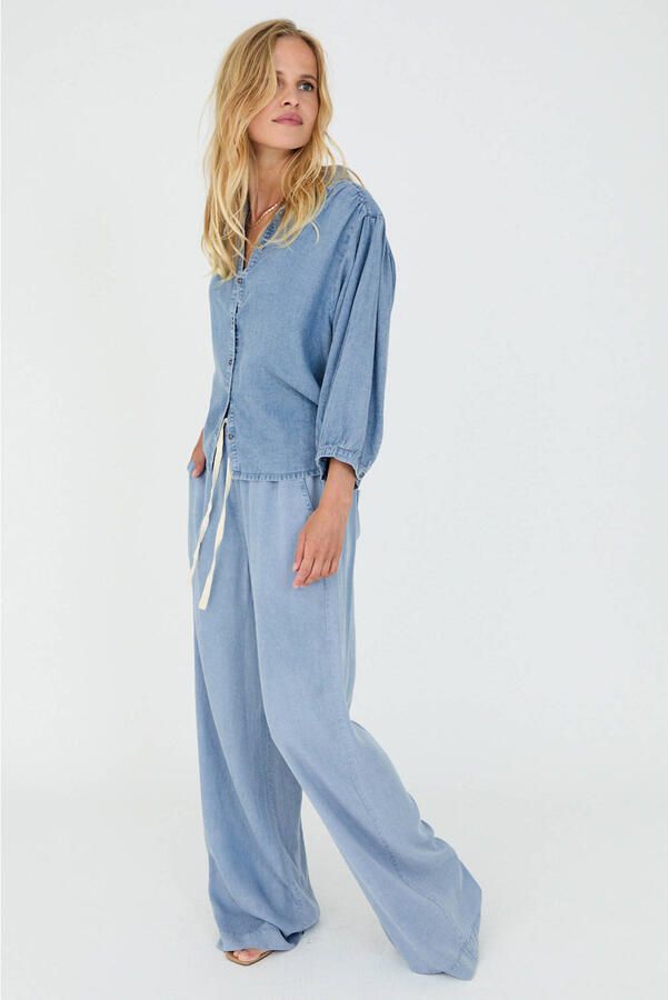 Moscow wide leg regular waist pantalon blauw - Foto 7