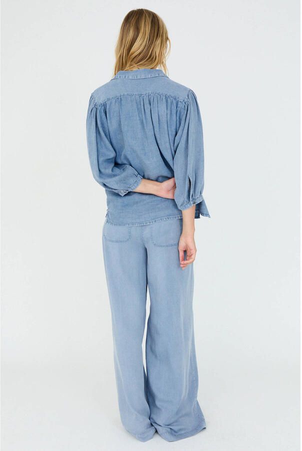 Moscow wide leg regular waist pantalon blauw - Foto 6