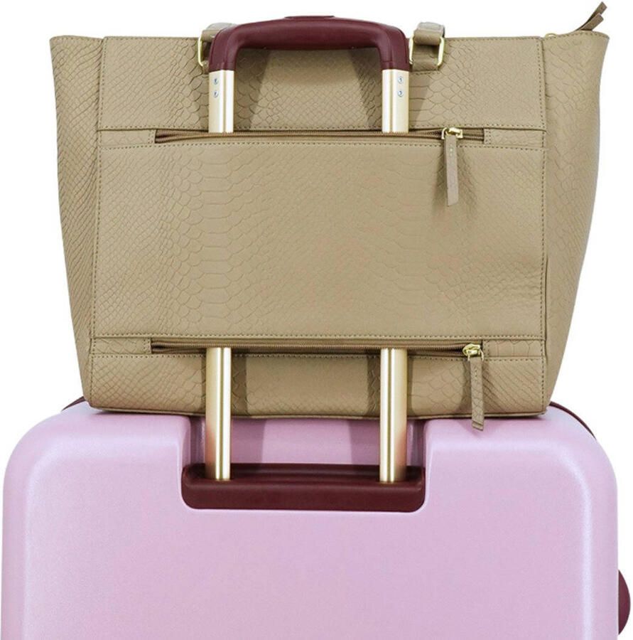 Mosz 15.6 inch laptoptas Denise Jungle beige
