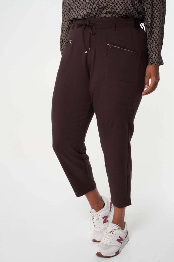 MS Mode cropped tapered fit broek donkerbruin
