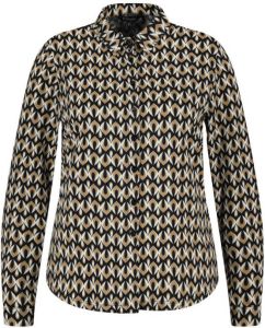 MS Mode blouse met grafische print zwart ecru bruin