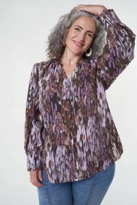 MS Mode blouse met all over print lila bruin
