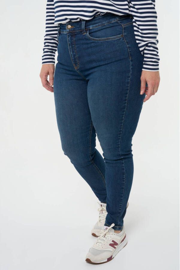 MS Mode coated skinny jeans medium blue denim