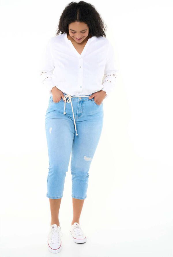 MS Mode cropped slim fit jeans light blue denim