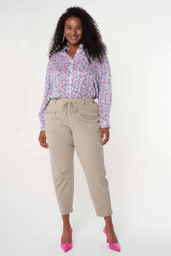 MS Mode cropped tapered fit broek beige