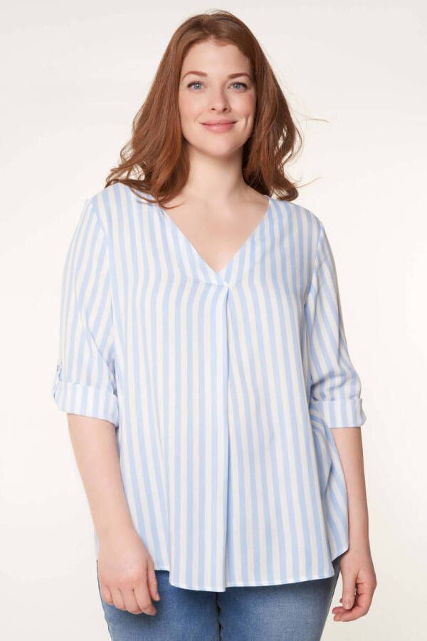 MS Mode gestreepte blousetop lichtblauw