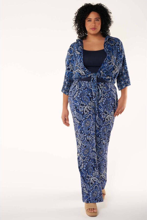 MS Mode high waist loose fit broek met paisleyprint blauw