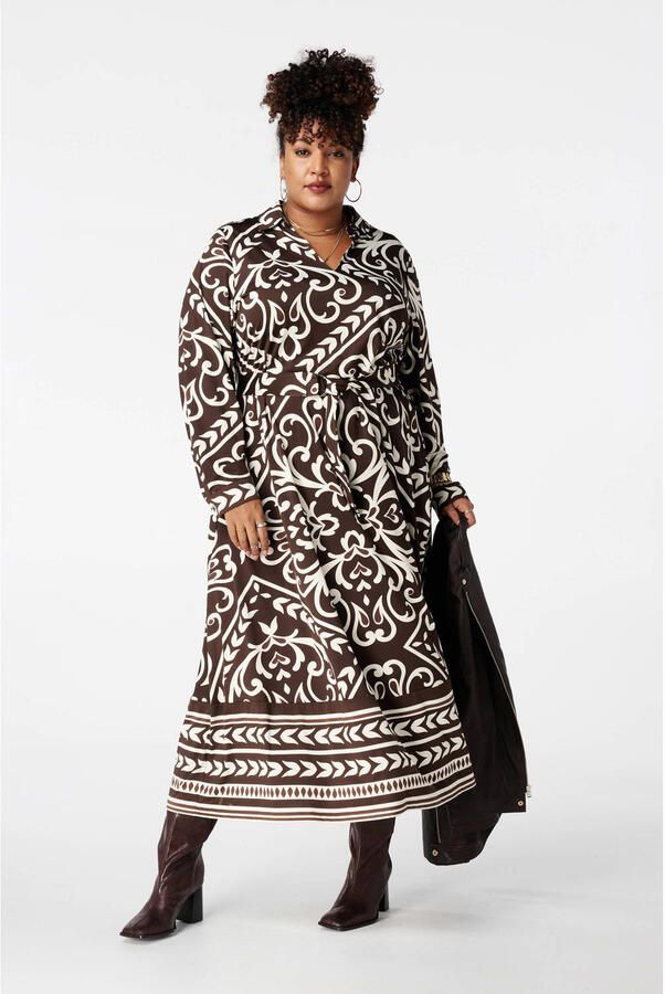MS Mode A-lijn jurk met paisley print bruin - Foto 3