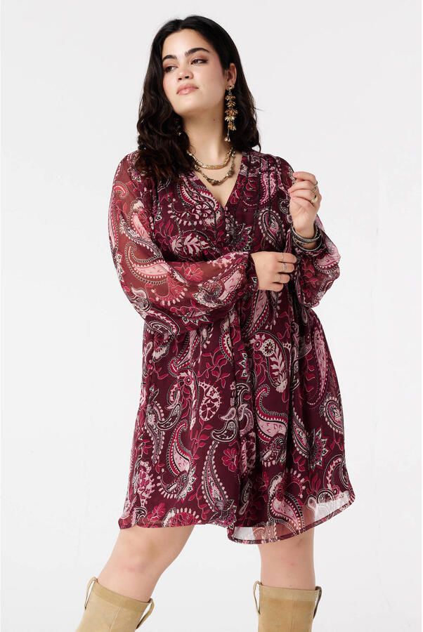 MS Mode A-lijn jurk met paisley print donkerrood