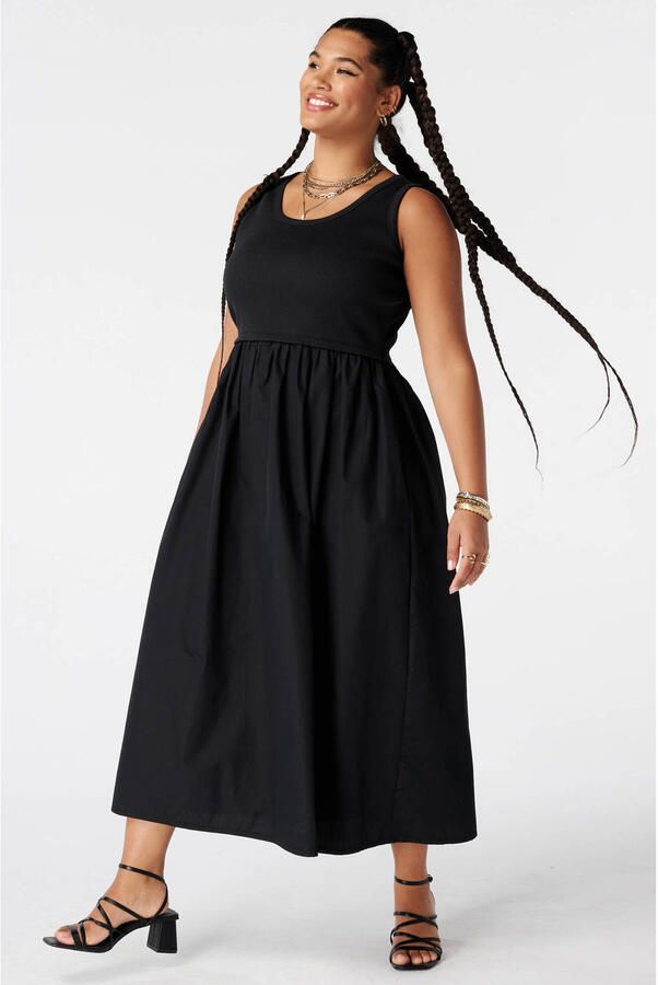 MS Mode a-lijn jurk met plooien Plus Size zwart - Foto 2