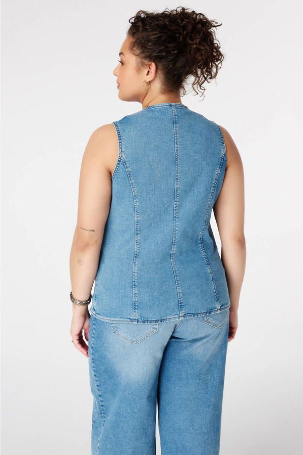 MS Mode aansluitend denim gilet Plus Size lichtblauw - Foto 2
