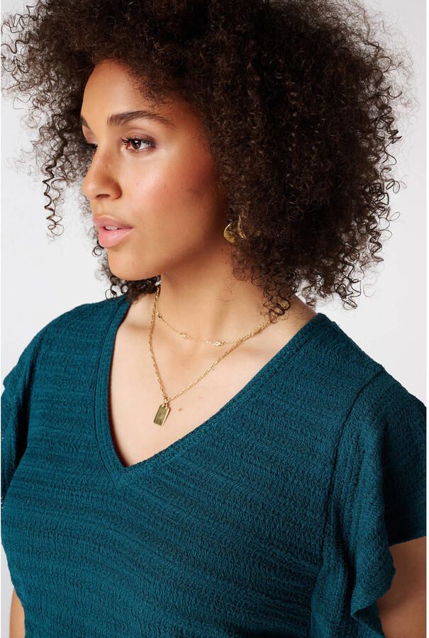MS Mode aansluitend top met ruches Plus Size petrol - Foto 3