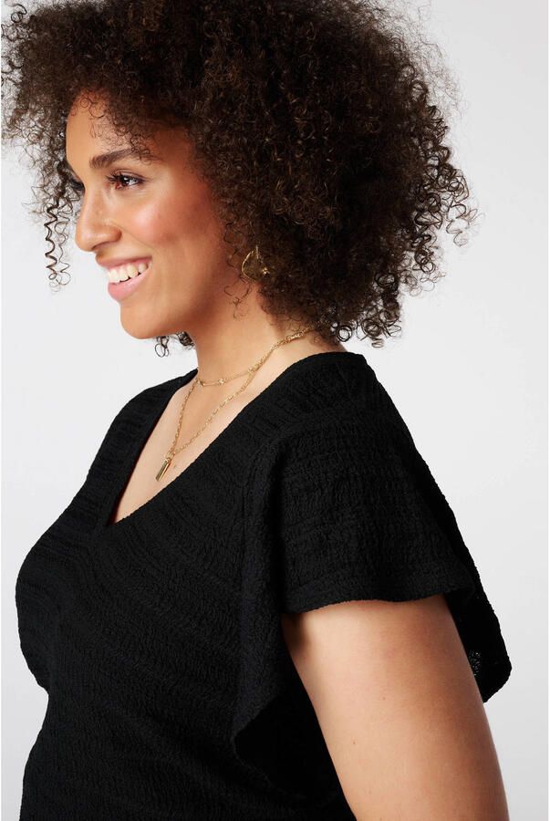MS Mode aansluitend top met ruches Plus Size zwart - Foto 3