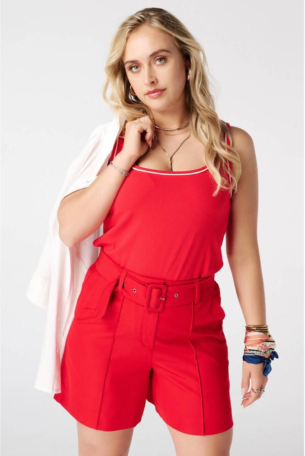MS Mode aansluitend top Plus Size rood