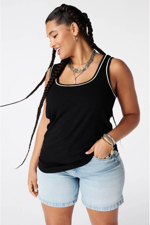 MS Mode aansluitend top Plus Size zwart