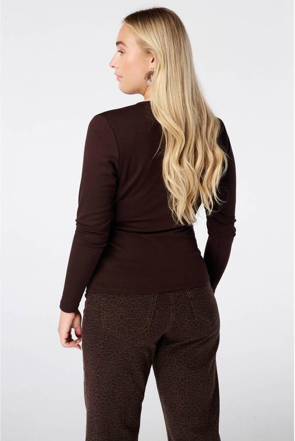 MS Mode asymmetrische top donkerbruin - Foto 3