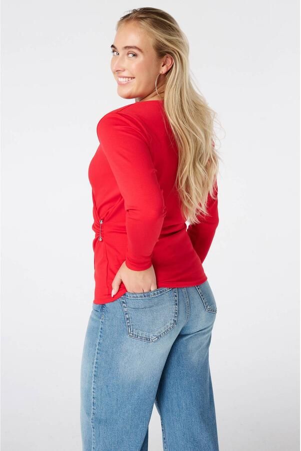 MS Mode asymmetrische top rood - Foto 3