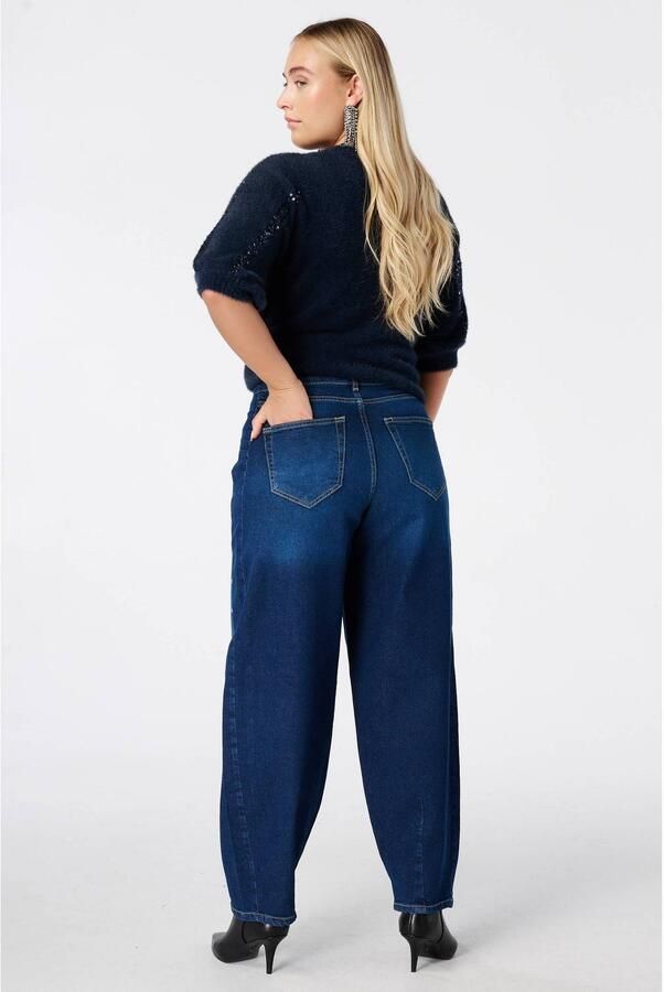 MS Mode barrel jeans met studs dark blue denim - Foto 3