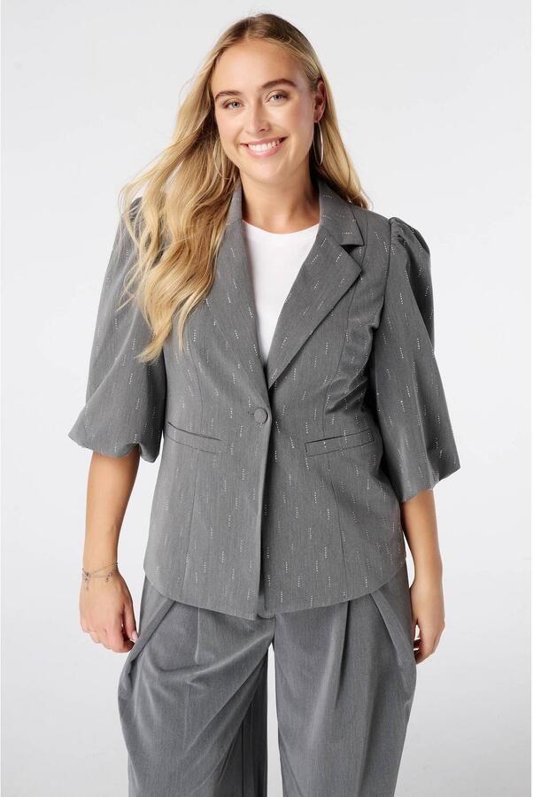 MS Mode blazer met strass-steentjes grijs