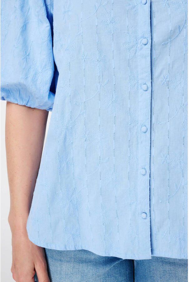 MS Mode blouse blauw broderie - Foto 2