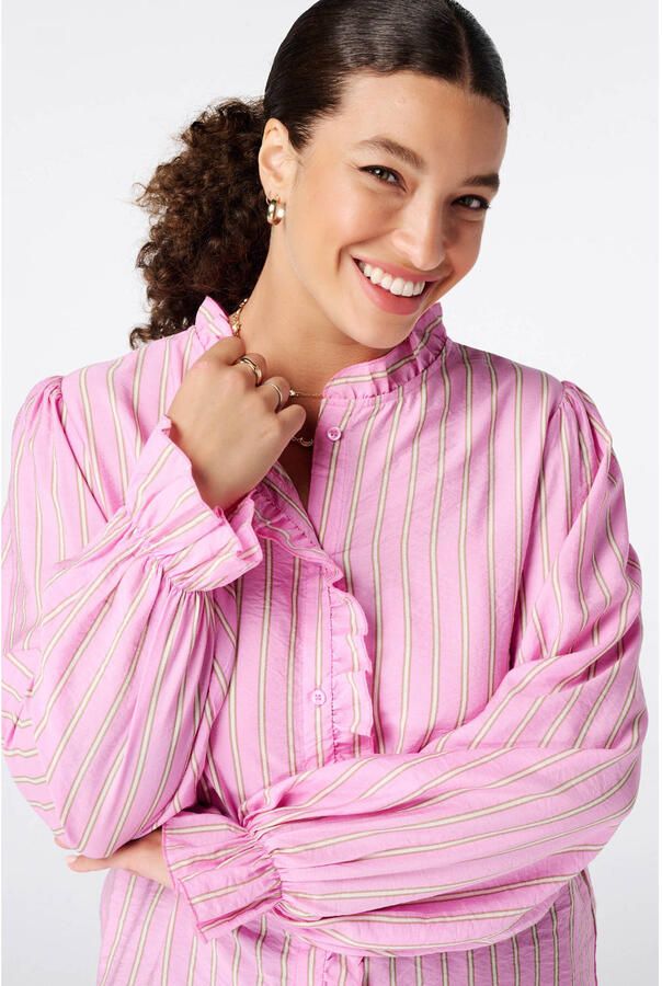 MS Mode blouse met krijtstreep Plus Size lichtroze