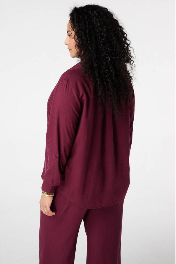 MS Mode blouse met linnen donkerrood - Foto 3