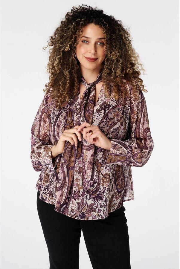 MS Mode blouse met paisley donkerrood