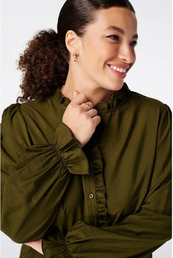 MS Mode blouse met ruches Plus Size olijfgroen - Foto 2