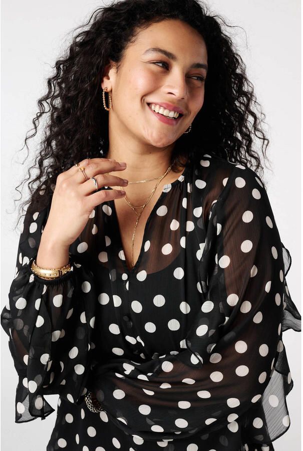 MS Mode blouse met stippen zwart