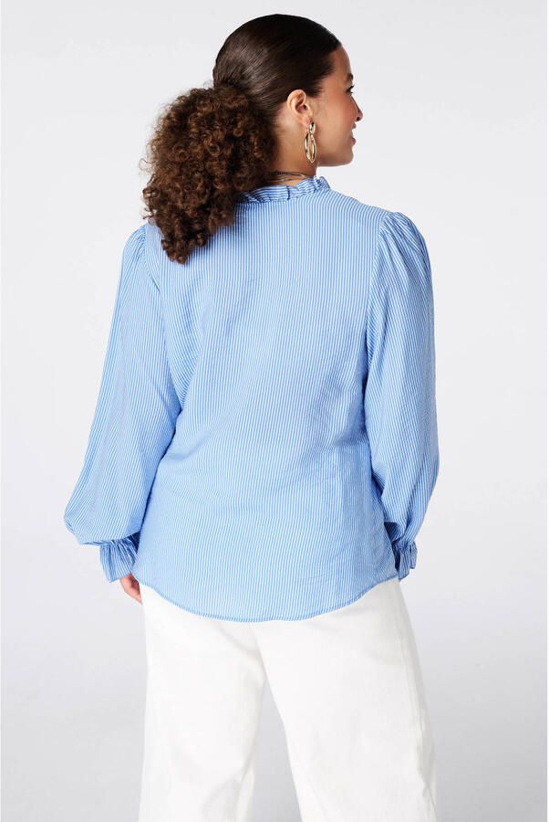 MS Mode blouse Plus Size met krijtstreep lichtblauw - Foto 3