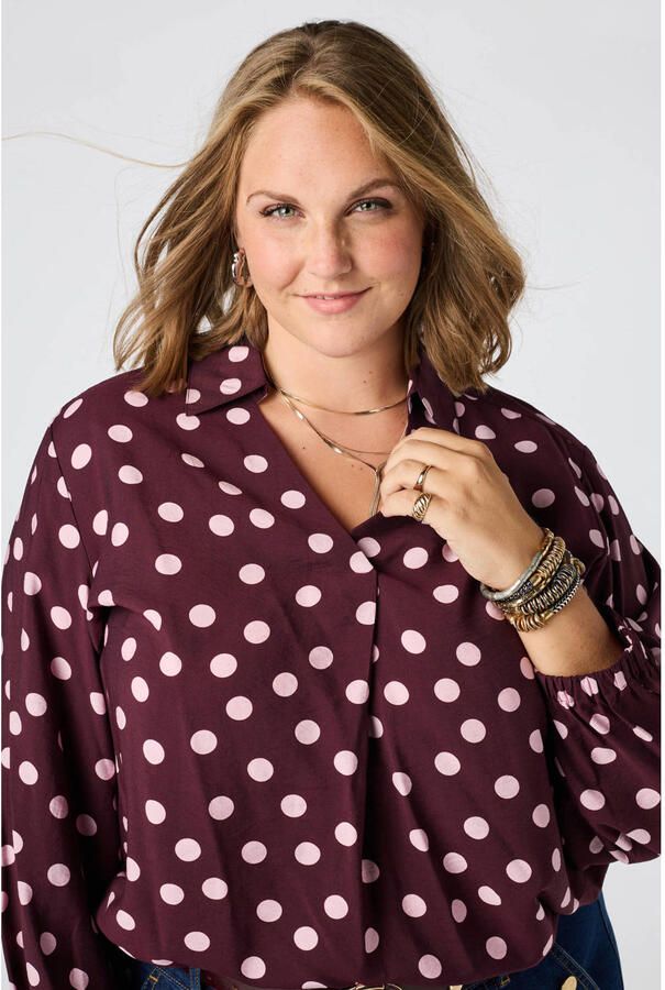 MS Mode blouse Plus Size met stippen rood - Foto 2