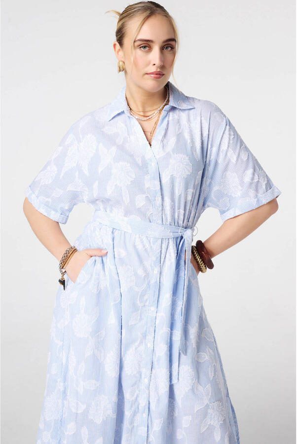MS Mode blousejurk met krijtstreep blauw
