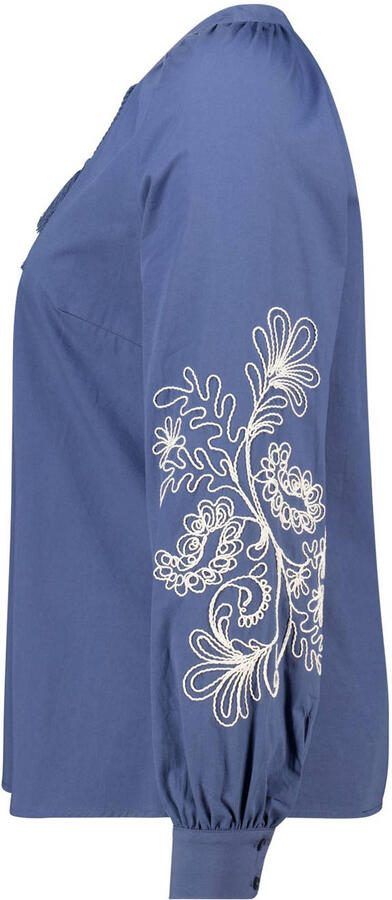 MS Mode blousetop blauw broderie - Foto 2