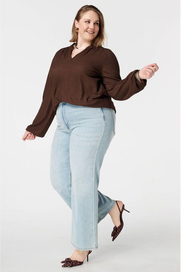 MS Mode blousetop donkerbruin
