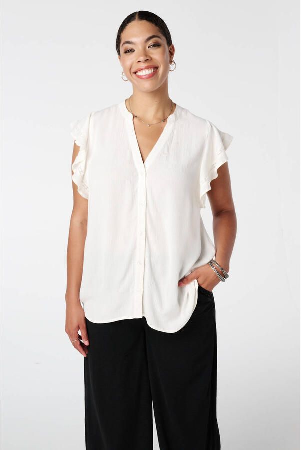 MS Mode blousetop ecru broderie