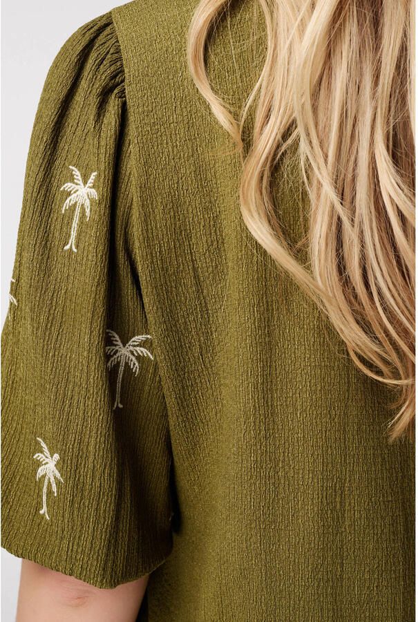 MS Mode blousetop met borduursels Plus Size olijfgroen - Foto 3