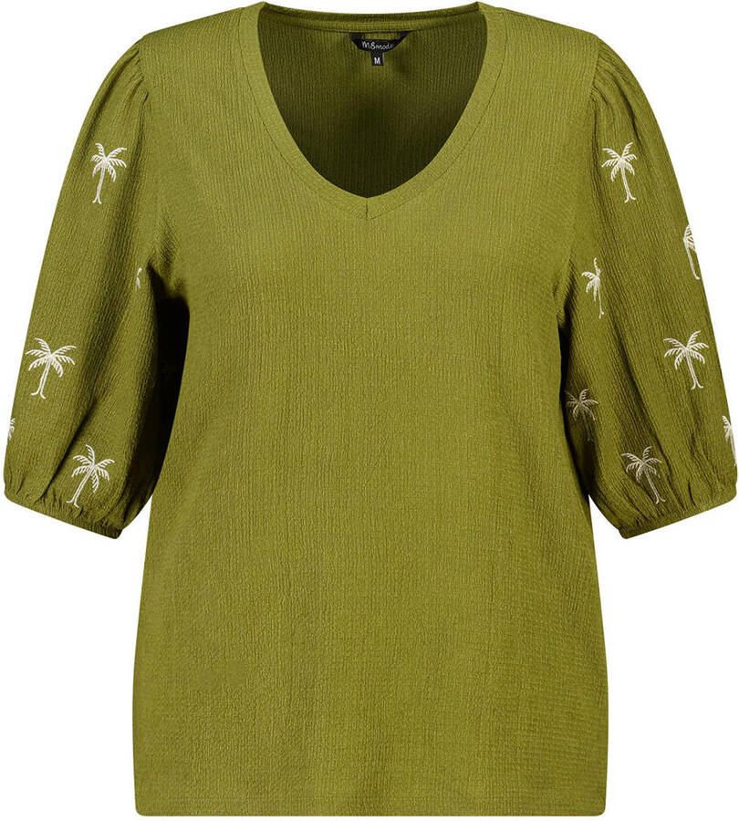 MS Mode blousetop met borduursels Plus Size olijfgroen - Foto 2