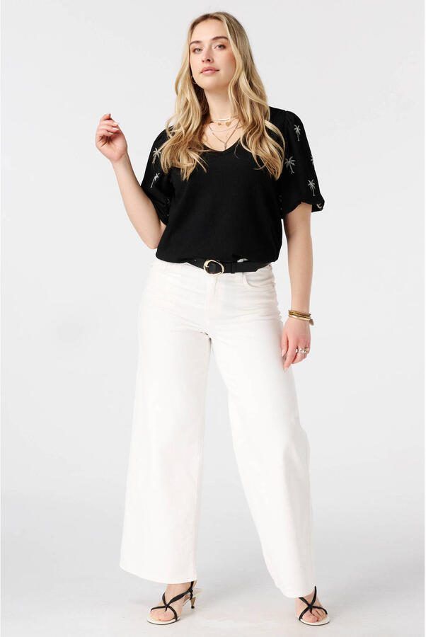 MS Mode blousetop met borduursels Plus Size zwart - Foto 2