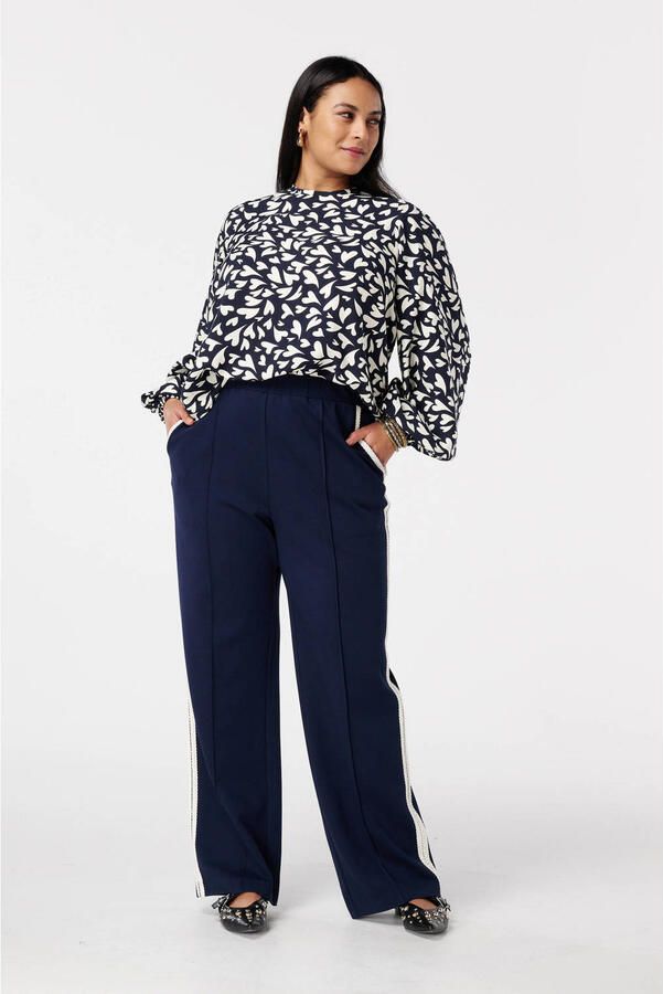 MS Mode blousetop met hartjes donkerblauw
