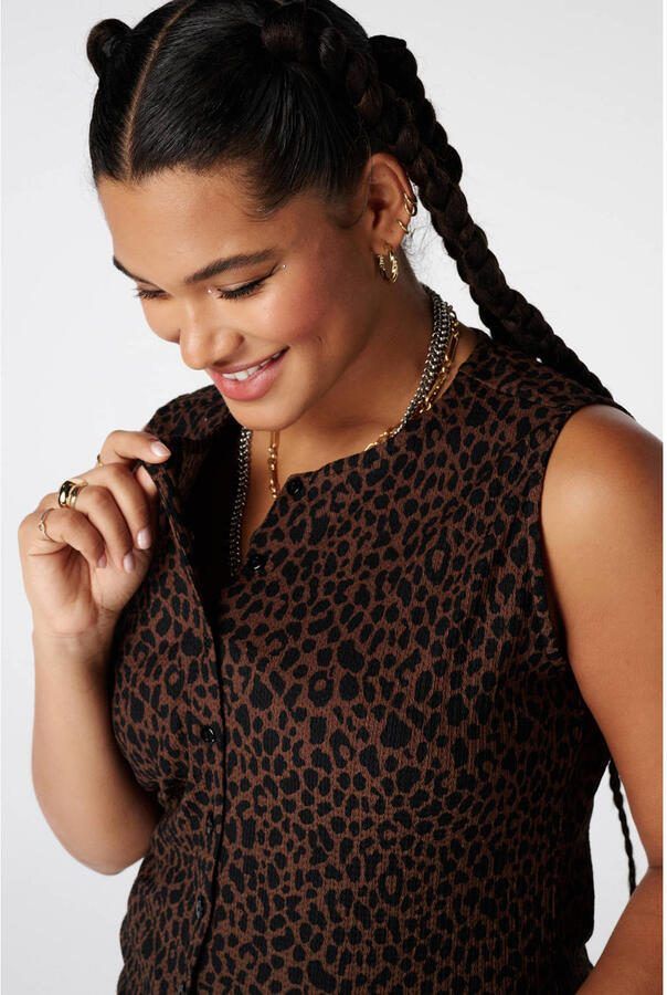 MS Mode blousetop met panterprint Plus Size bruin - Foto 2